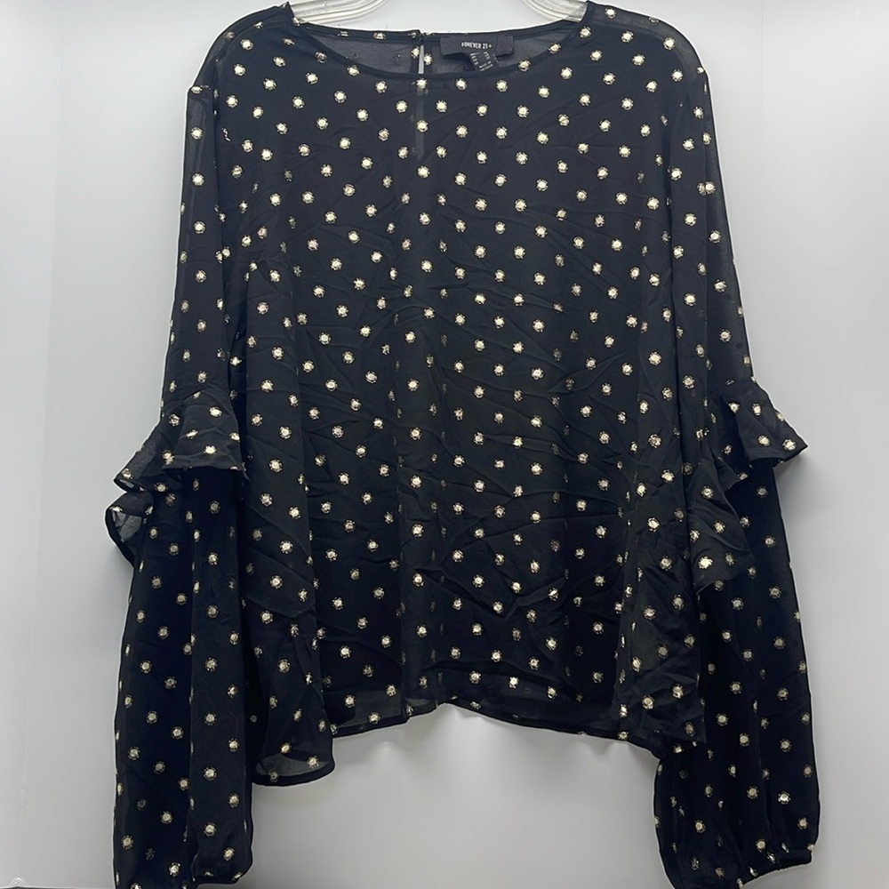 Black and Gold Polka Dot Fancy Blouse from Forever 21! Size 0X